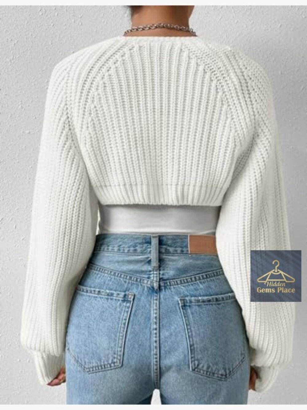 Long Sleeve Open Front Knit Crop Cardigan Bolero Shrug Sweater - Picture 6 of 7